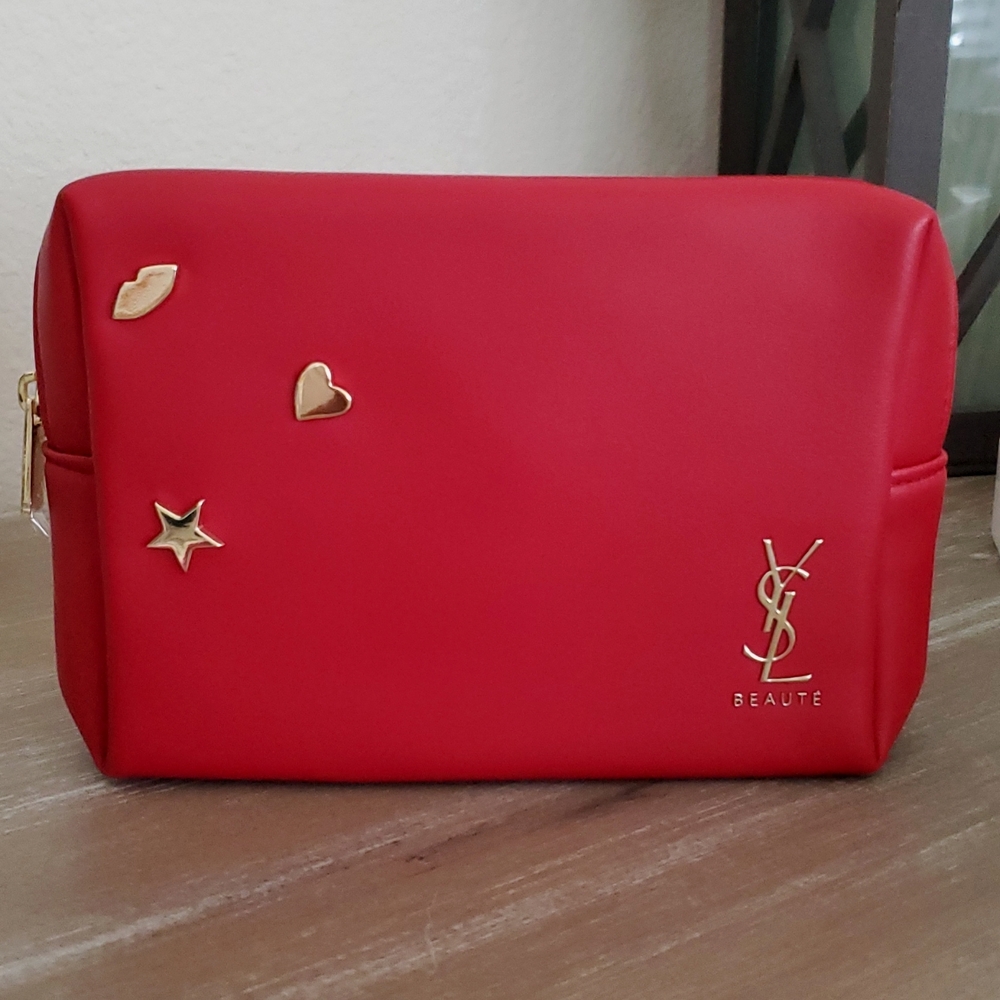 New never used YVES SAINT LAURENT BEAUTE Vanity Bag mkup pouch YSL Lipstick Red